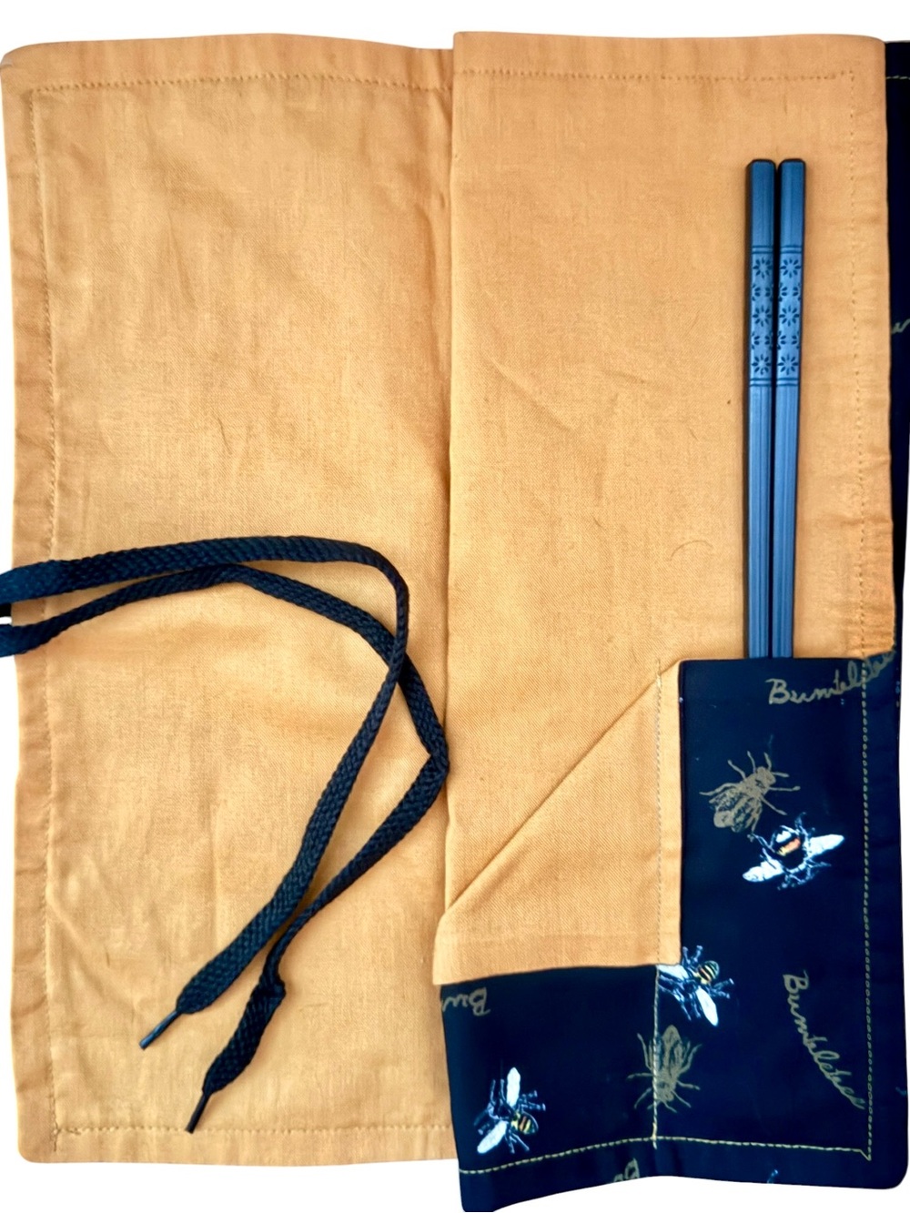 Chopsticks & Carry Storage Pouch Doubles As An 18” Placemat Honeybee Design New